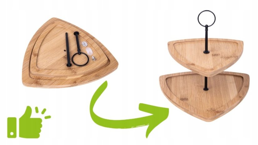 Etažér drevený 2 poschodia trojuholník 23,5 cm