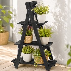 Drevený stojan na kvety, 3 poschodia, 84 cm