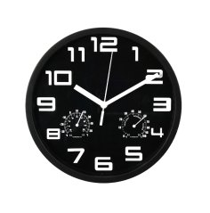 Ceas de perete cu termometru si higrometru 25 cm negru