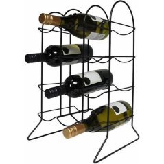 Raft de vin metalic negru pentru 12 sticle
