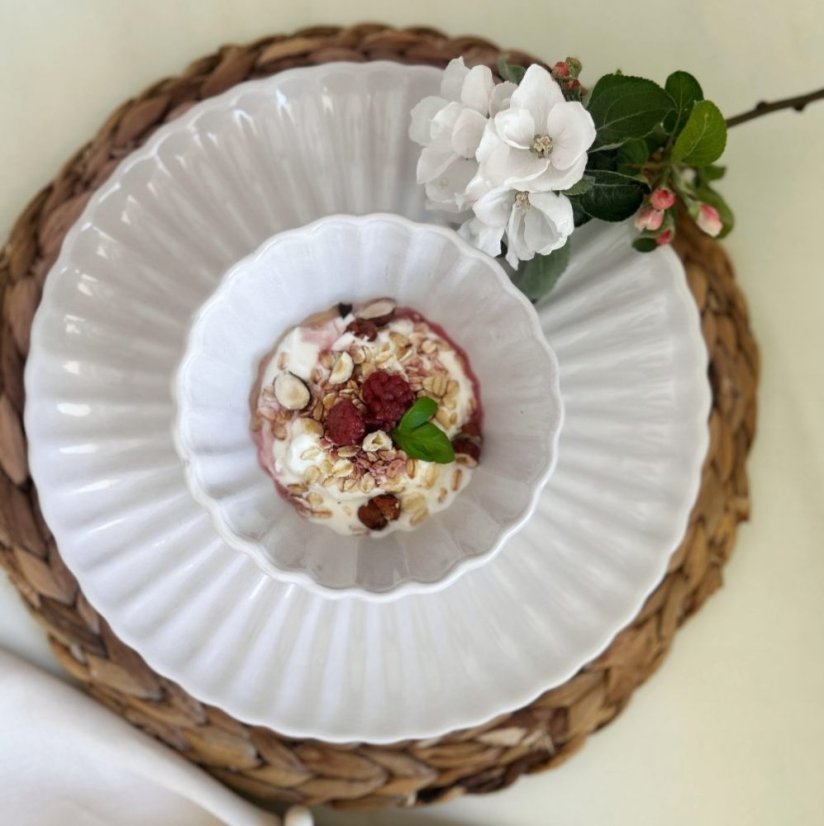 Jídelní sada talířů porcelánová PEARL 18 ks bílá