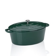 Pekáč litinový s poklicí Calido oválný smaragdově zelená 36x29x15cm 9,3l