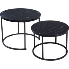 Odkládací stolek kulatý sada 2 ks 60 / 50 cm černá