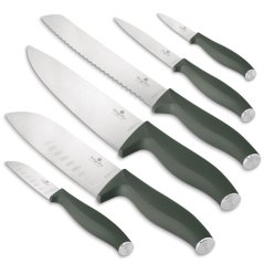 Set de cuțite din oțel inoxidabil 6 piese Matte Green Collection Set de cuțite din oțel inoxidabil 6 piese Matte Green Collection