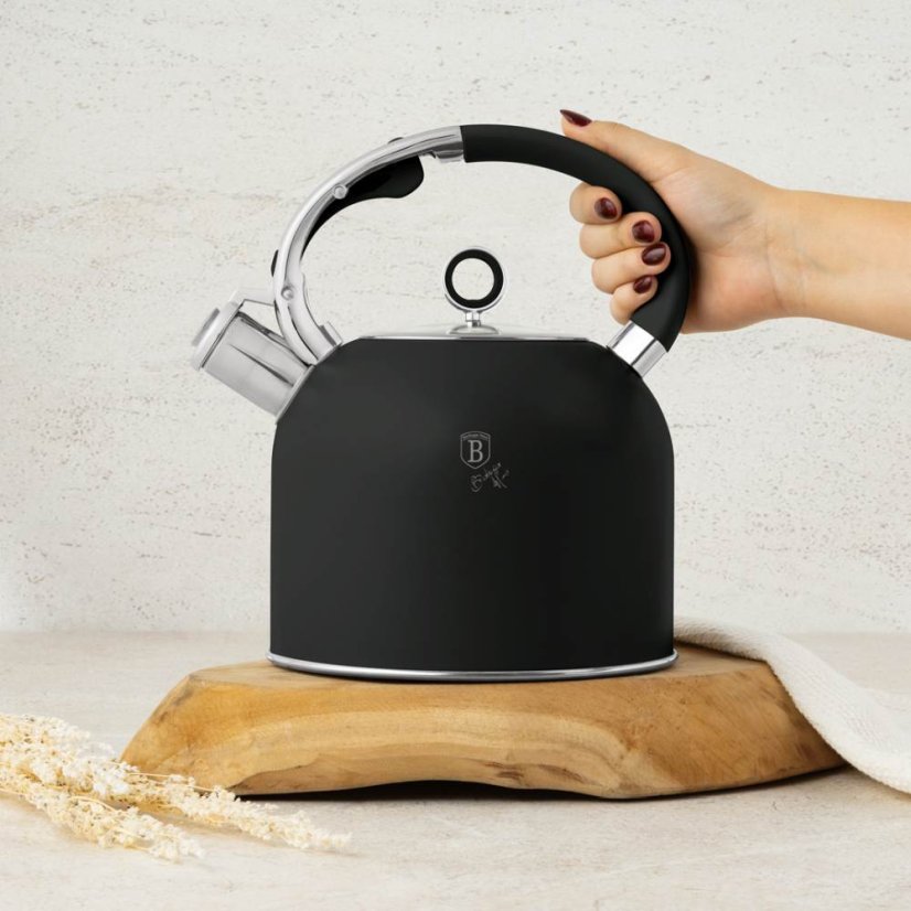 Konvice pískací se skleněným víkem 3 L Matte Black Collection