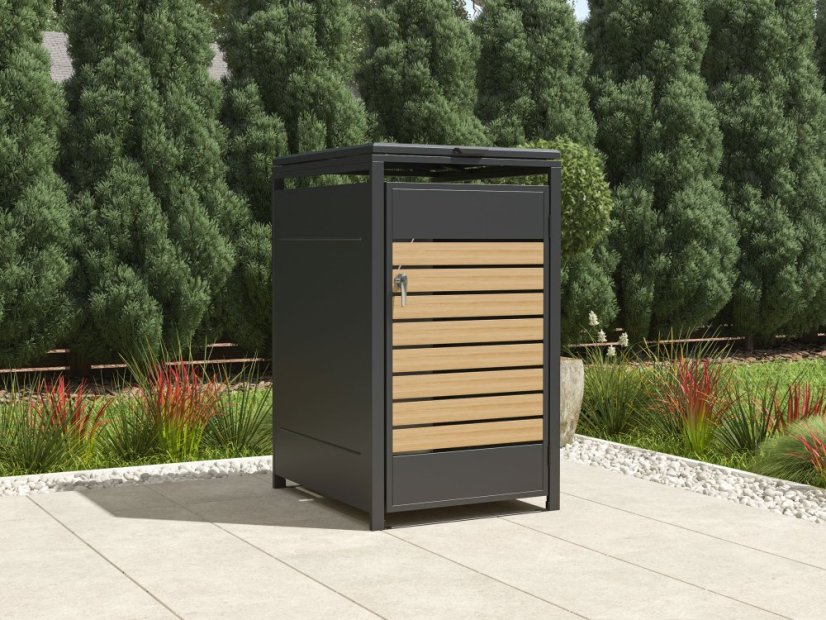 Adăpost pentru pubele G21 68x117x80 cm, antracit cu decor de lemn