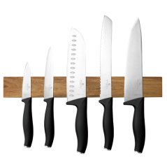 Set cuțite cu suport magnetic din lemn de salcâm 6 buc Colectia Matte Black