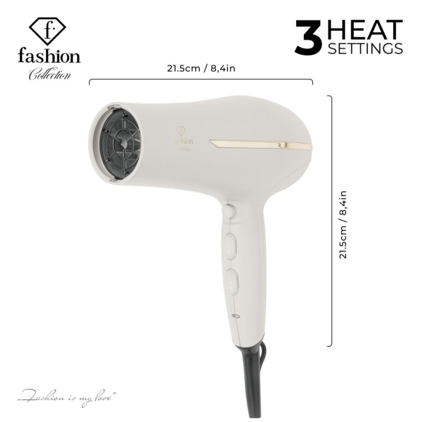 Uscător de păr profesional cu difuzor și ionizator, 2300 W, din colecția Cream Gold