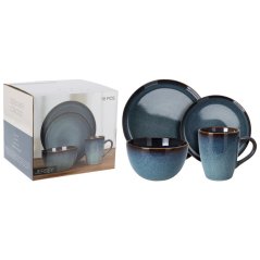 Set farfurii din faianta JERSEY 16 buc albastru