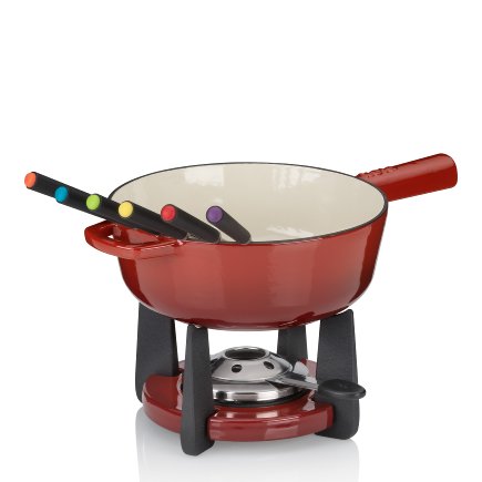 Sada na sýrové fondue litinová CALIDO 1,8 l červená