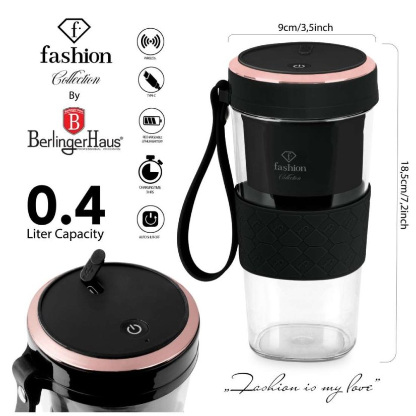 Přenosný smoothie mixér USB-C Black Rose Collection