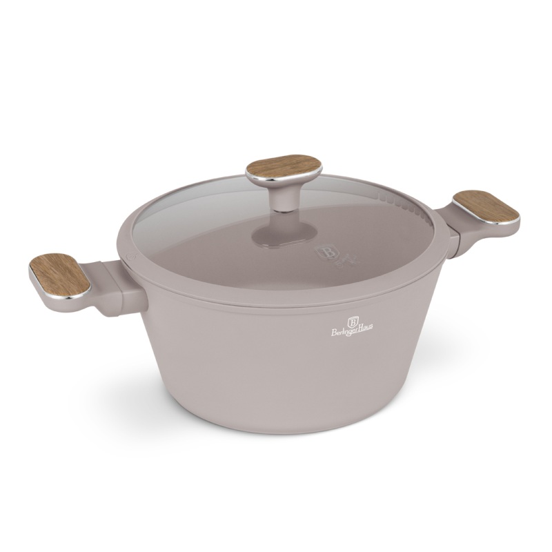 Kastrol s titanovým povrchem a poklicí 24 cm Taupe Nordic Collection