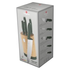 Set cuțite cu suport BAMBOO 6 buc Colecția Verde Mat Set cuțite cu suport BAMBOO 6 buc Colecția Verde Mat