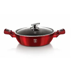 Pekáč okrúhly s mramorovým povrchom a pokrievkou 32 cm Burgundy Metallic Line