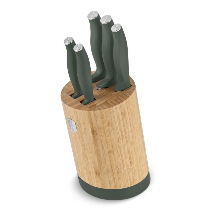 Sada nožů se stojanem BAMBOO 6 ks Matte Green Collection