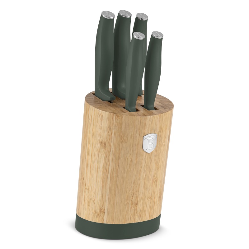 Sada nožů se stojanem BAMBOO 6 ks Matte Green Collection