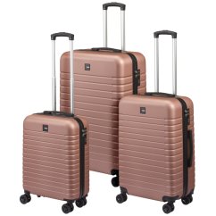 Sada cestovných kufríkov 3 ks metalická ružová