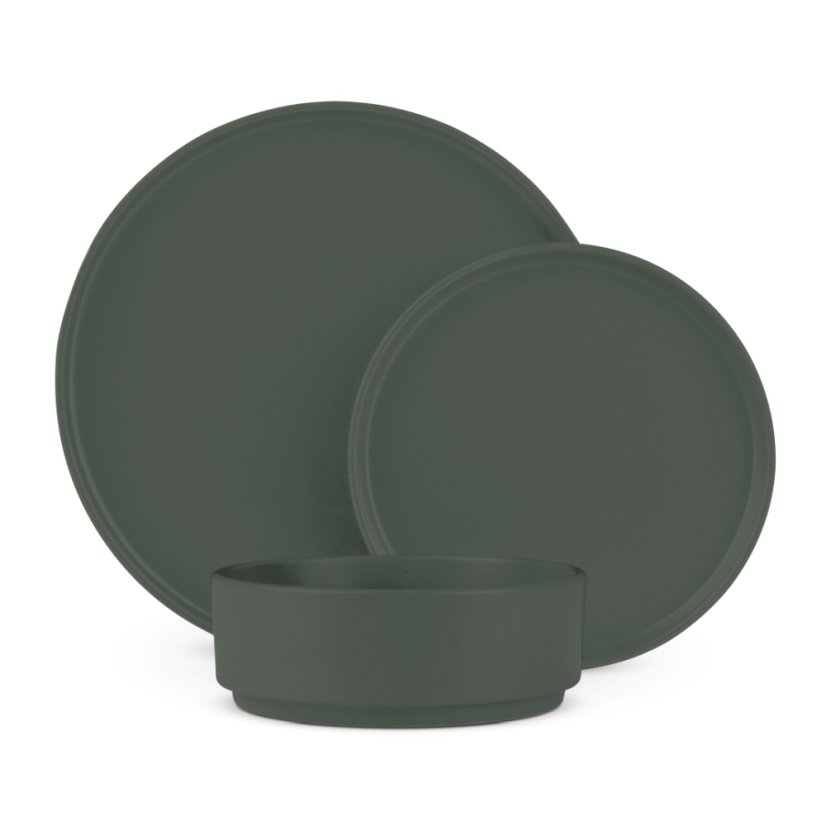 Jídelní sada talířů 18 ks Matte Green Collection