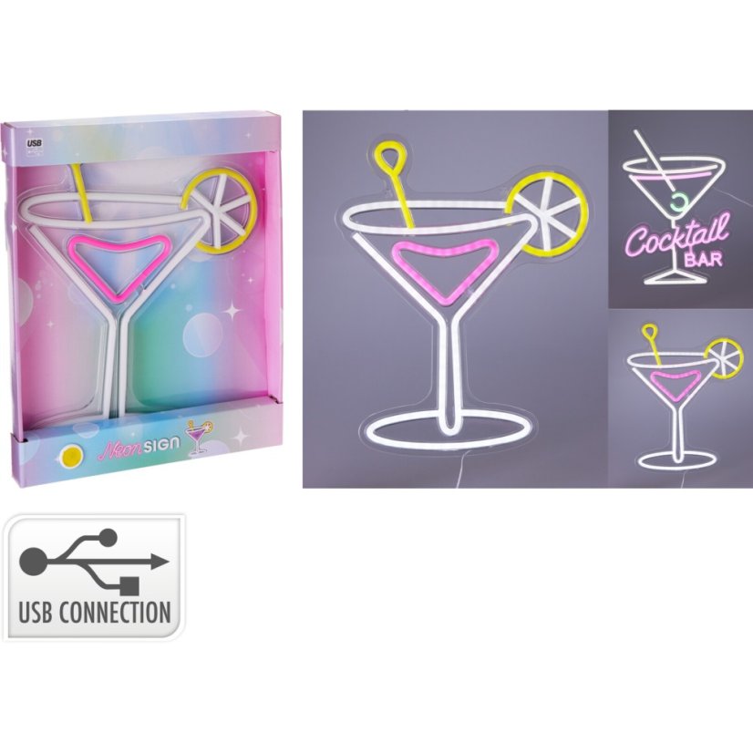 Dekorace svítící nástěnná 30 × 38 cm coctail citron