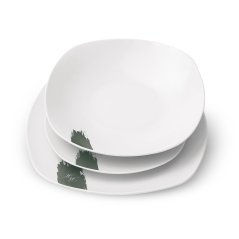 Jedálenská sada tanierov 18 ks Matte Green Collection biela-zelená Jedálenská sada tanierov 18 ks Matte Green Collection biela-zelená