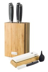 G21 Gourmet Set de cuțite Damascus în bloc de bambus 4 buc + piatră de ascuțit G21 Gourmet Set de cuțite Damascus în bloc de bambus 4 buc + piatră de ascuțit