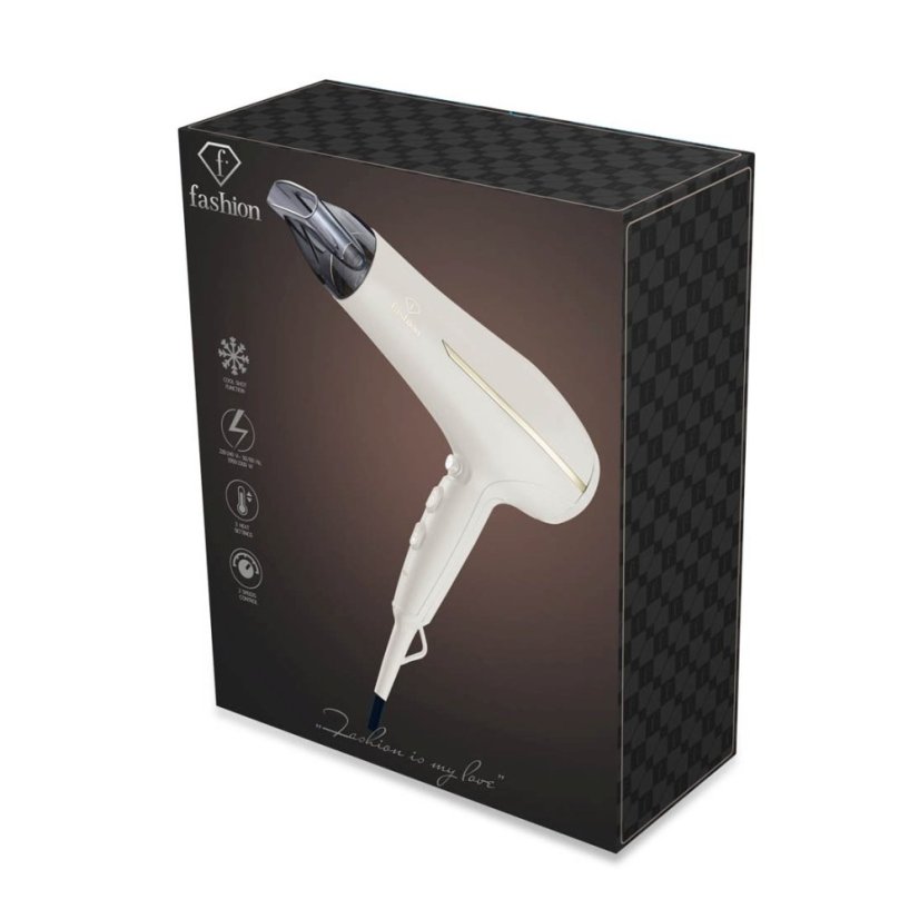 Uscător de păr profesional cu difuzor și ionizator, 2300 W, din colecția Cream Gold