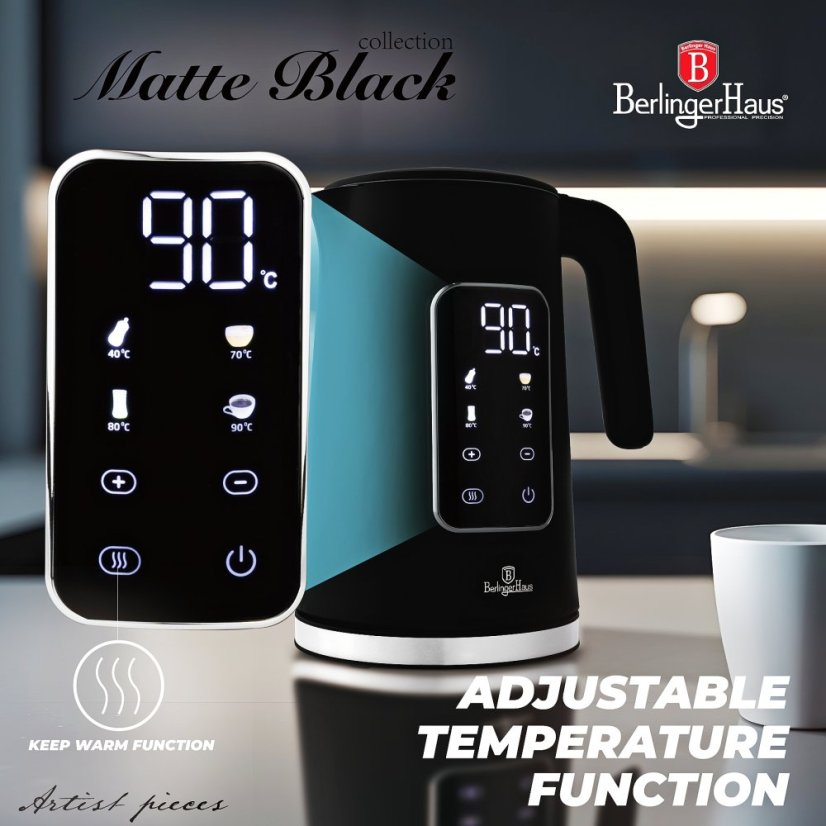 Rychlovarná konvice s regulací teploty digitální 1,7 l Matte Black Collection