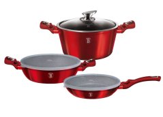 Sada nádobí s mramorovým povrchem 6 ks Burgundy Metallic Line