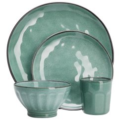 Jídelní sada 16 ks kamenina zelená