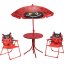 Záhradný nábytok detský stôl, 2 stoličky + slnečník s motívom berušky