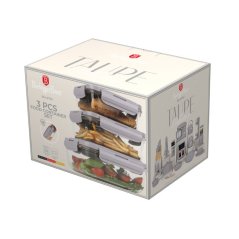 Dóza na potraviny s víkem skleněná sada 3 ks Taupe Collection