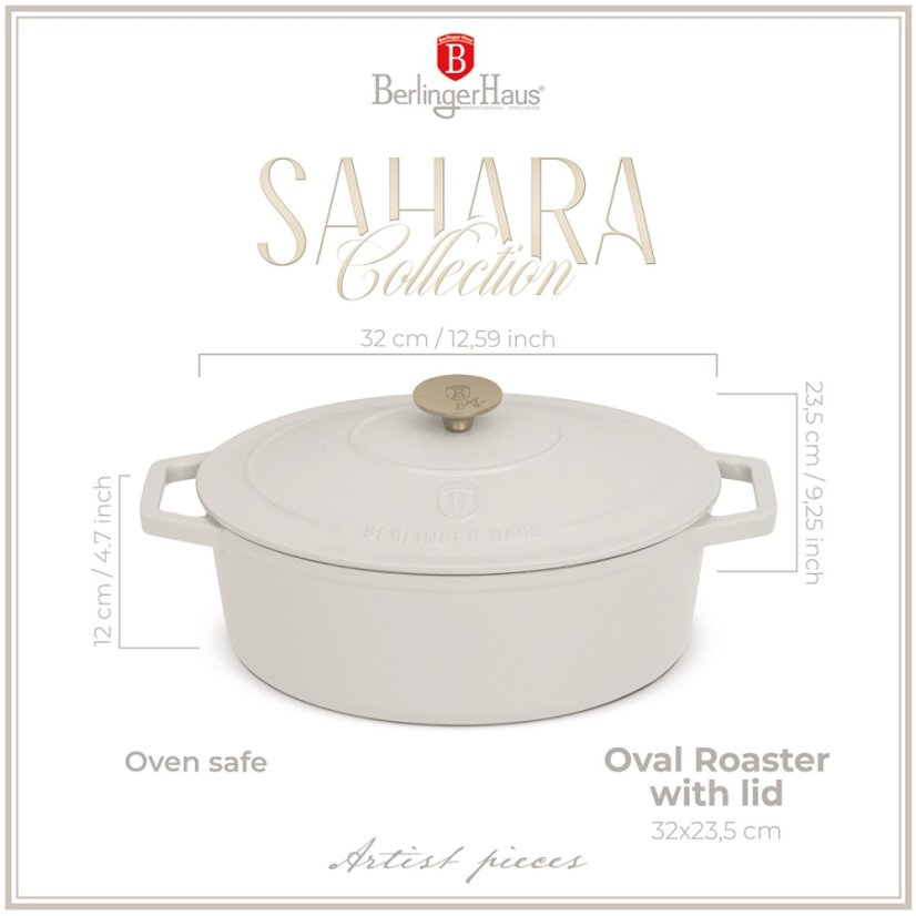 Liatinový pekáč s pokrievkou 32 cm, kolekcia Sahara