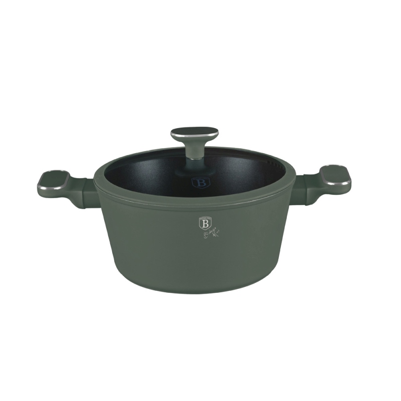 Kastrol s titanovým povrchem a poklicí 24 cm Matte Green Collection