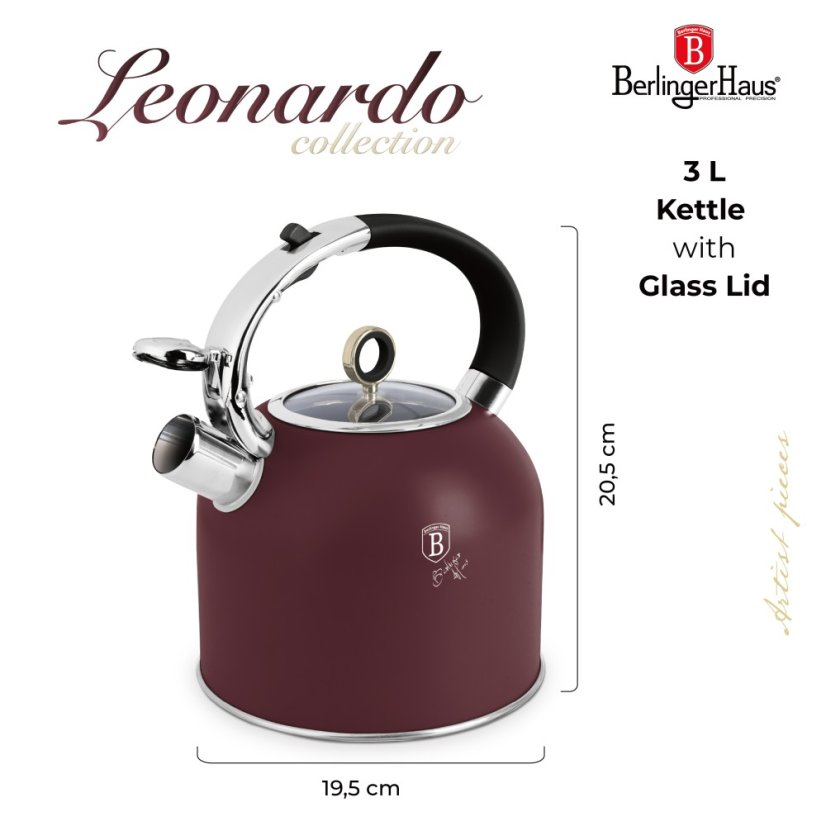 Konvice se skleněným víkem 3 l Leonardo Collection