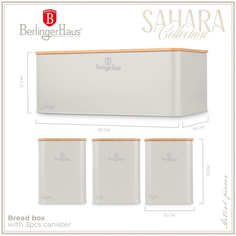 Chlebník a sada dóz na potraviny 4 ks Sahara Collection