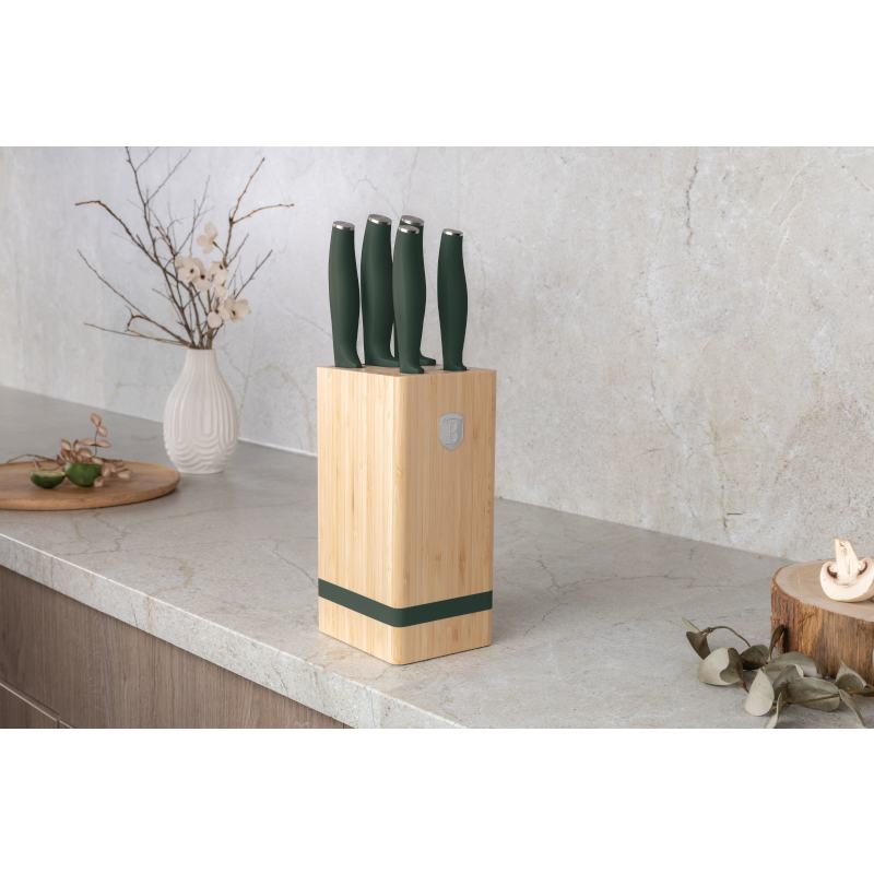 Sada nožů se stojanem BAMBOO 6 ks Matte Green Collection