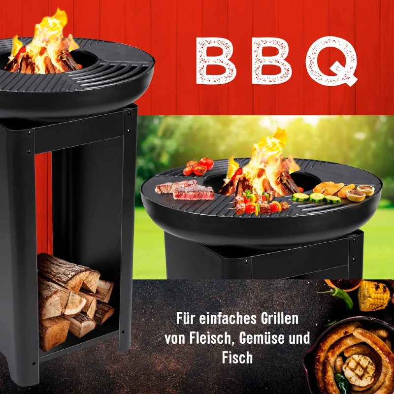 Přenosné zahradní ohniště s grilem a stojanem TEPPANYAKI