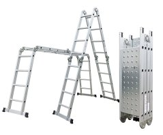 Scara din aluminiu GA-SZ-4x4-4,6 m multifunctionala + podea Scara din aluminiu GA-SZ-4x4-4,6 m multifunctionala + podea