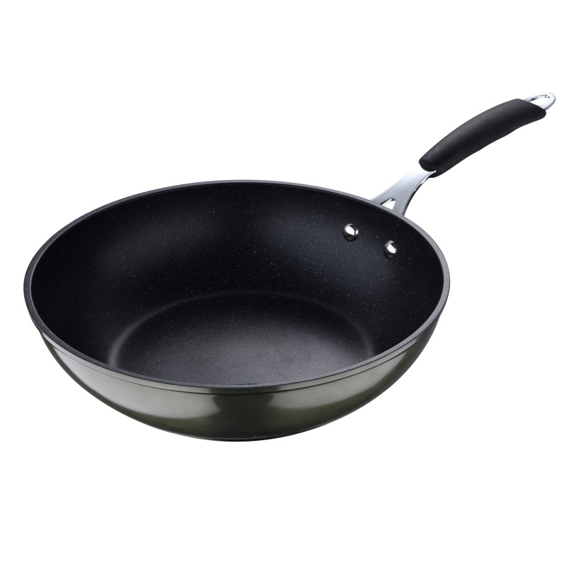 Wok pánev s nepřilnavým povrchem MIDNIGHT 28 cm zelená