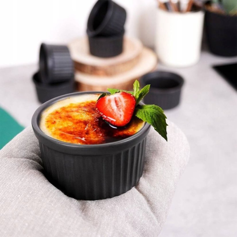 Creme Brulée zapékací misky sada 6 ks černá 9 cm