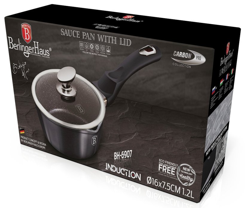 Cacerola con tapa con superficie de mármol 16 cm Carbon PRO Line