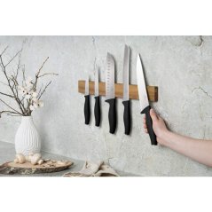 Sada nožů s magnetickým držákem z akátového dřeva 6 ks Matte Black Collection Sada nožů s magnetickým držákem z akátového dřeva 6 ks Matte Black Collection