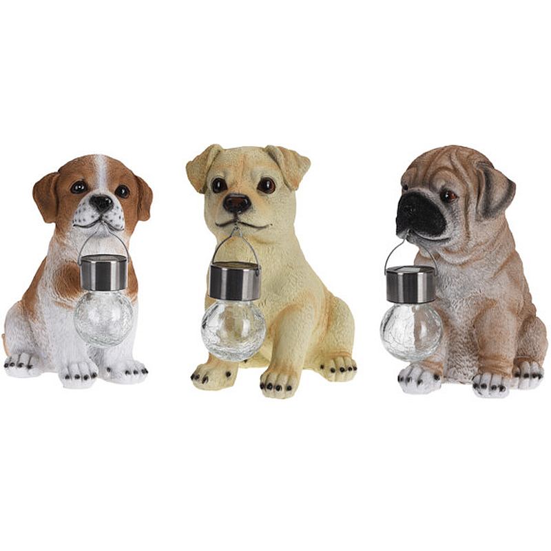 Decorațiune de grădină cu lampă solară Bulldog, câine, 24 cm