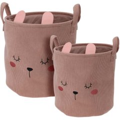 Dětský úložný koš na prádlo i hračky válec sada 2 ks růžová