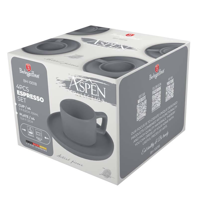 Sada hrnků na espresso s podšálkem 8 ks 100 ml Aspen Collection