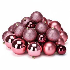 Set de 26 bolas de Navidad rosa oscuro