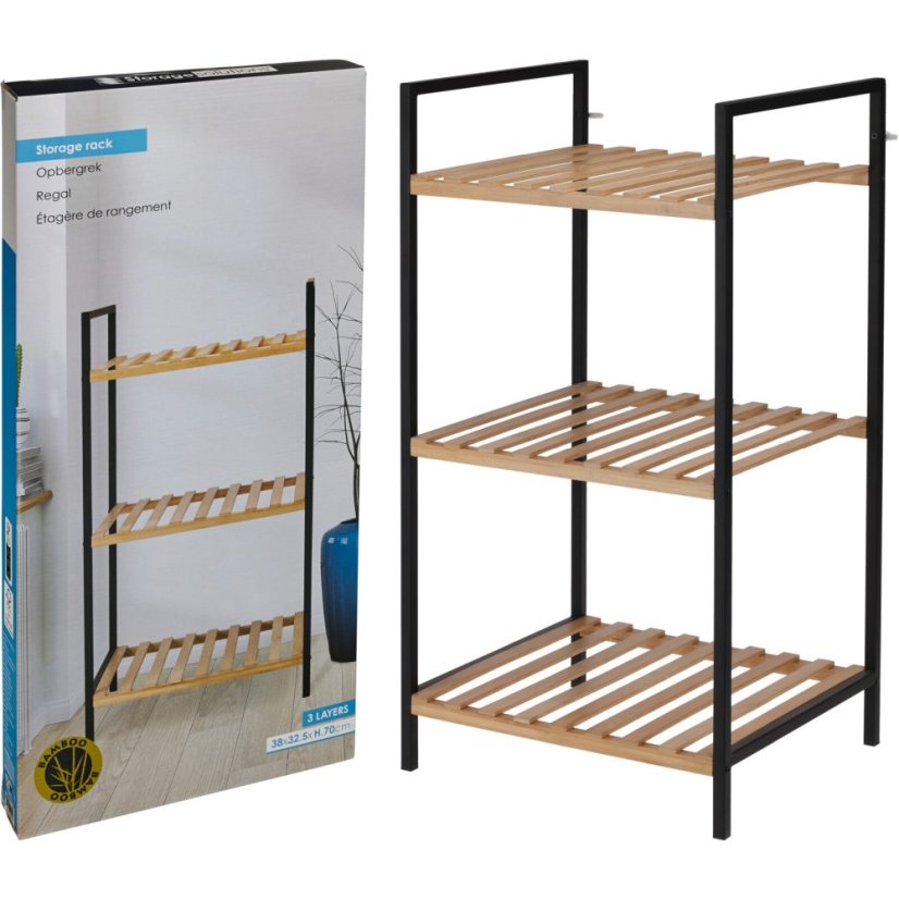 Regál do koupelny bambus 3 police 38 x 32,5 x 70 cm