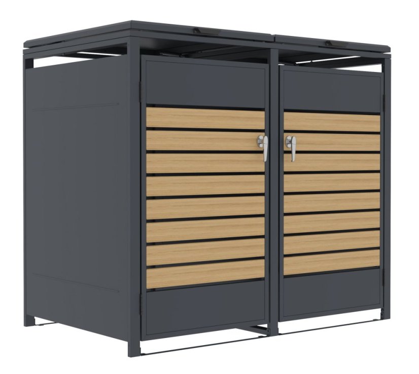 Adăpost pentru pubele G21 132x117x80 cm, culoare antracit cu decor imitație de lemn