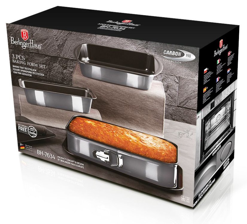 Bandeja de horno y moldes con superficie de titanio juego de 3 Carbon PRO Line