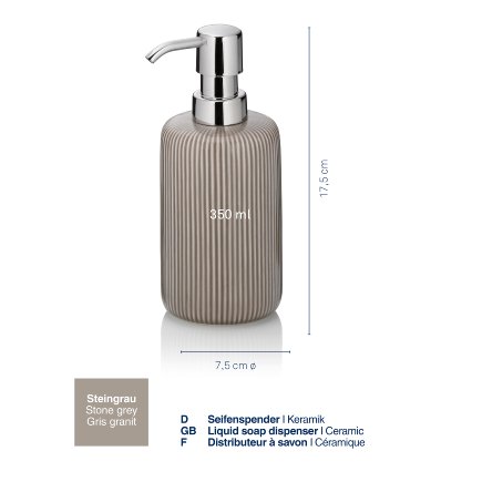 Dávkovač mýdla Ava keramika šedá 350 ml